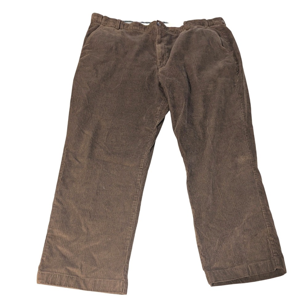 LL Bean Mens 46x29 Corduroy Pants Brown Comfort Waist Stretch Straight Leg